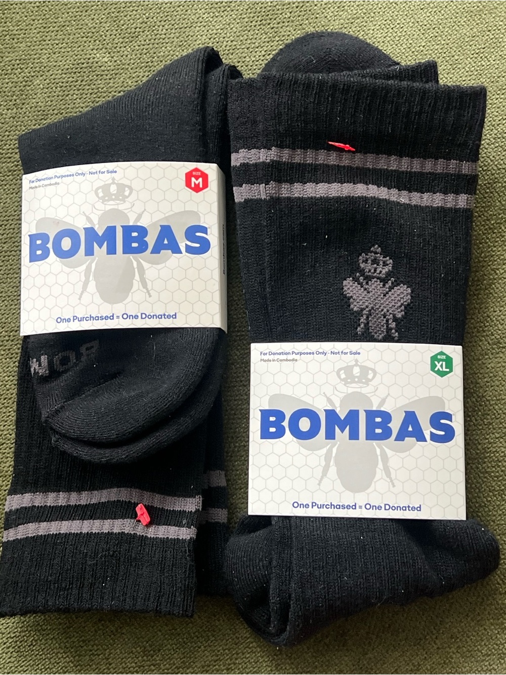 Bombas Black Crew Socks - Pack of 2 (M & XL)